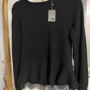 Oasis Black Lace Peplum Top